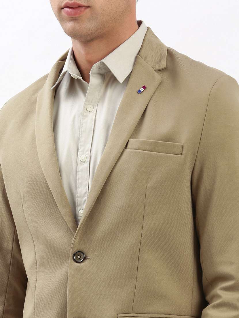 men notched lapel neck solid single breasted casual blazer - 21056091 -  Standard Image - 4