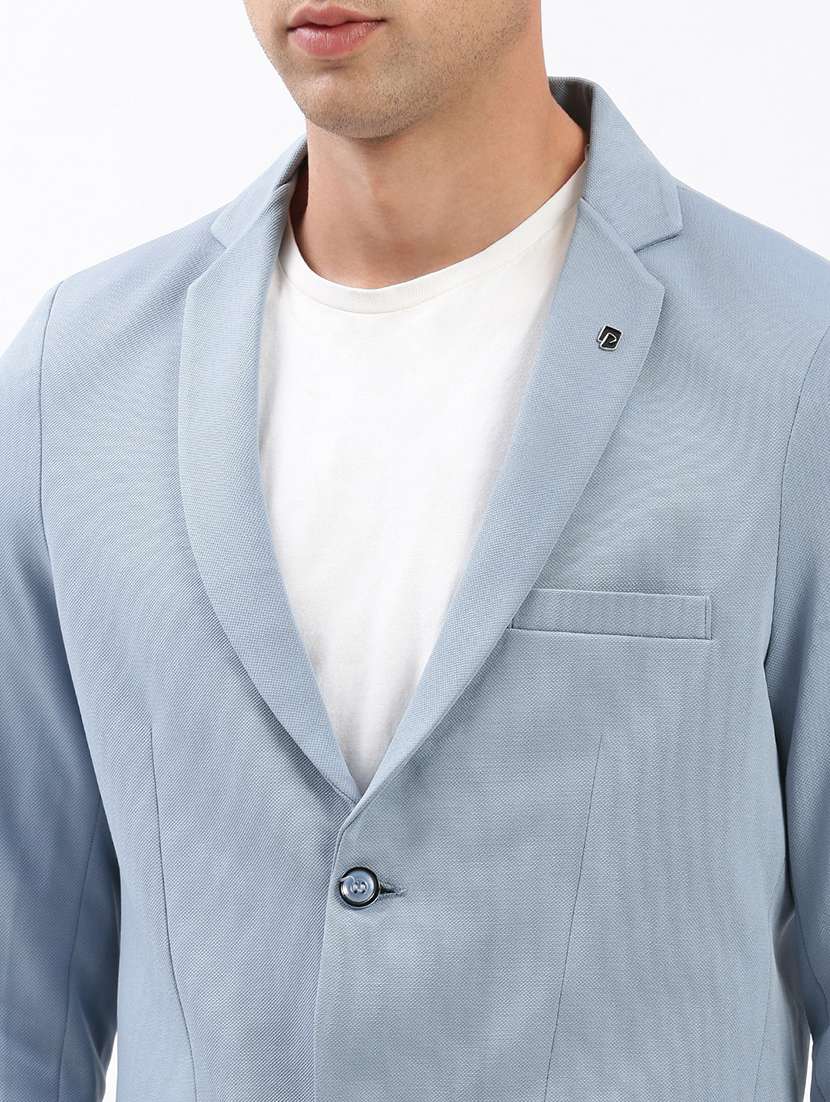 men notched lapel neck solid single breasted casual blazer - 21056092 -  Standard Image - 4