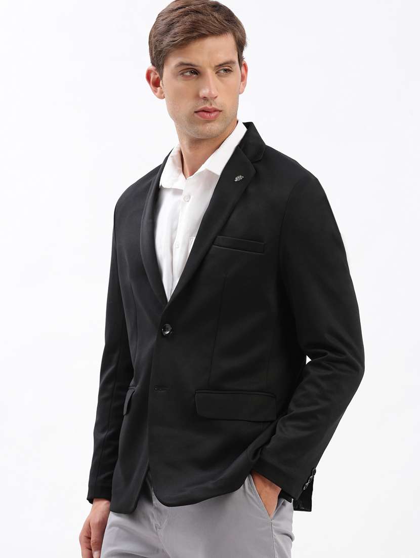 men notched lapel neck solid single breasted casual blazer - 21056098 -  Standard Image - 1