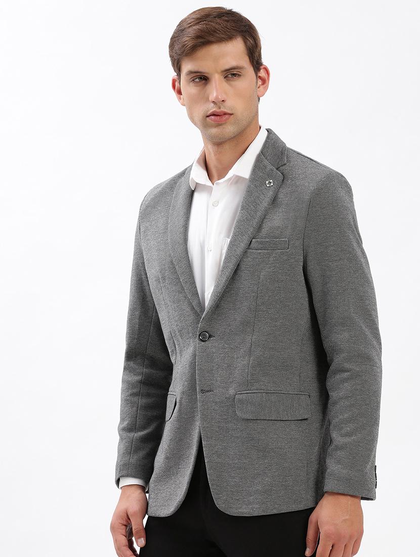 men notched lapel neck solid single breasted casual blazer - 21056102 - Standard Image - 1