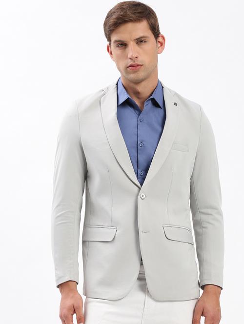 men notched lapel neck solid single breasted casual blazer - 21056107 - Standard Image - 0