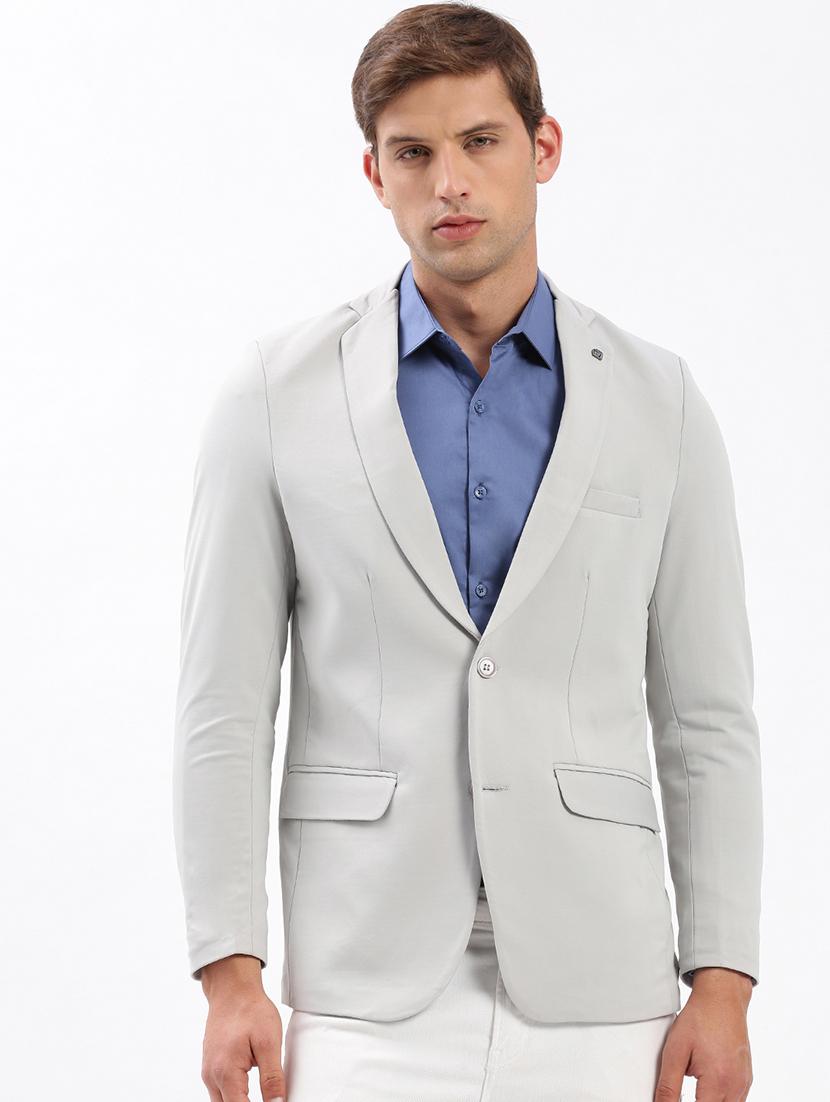 men notched lapel neck solid single breasted casual blazer - 21056107 - Zoom Image - 0