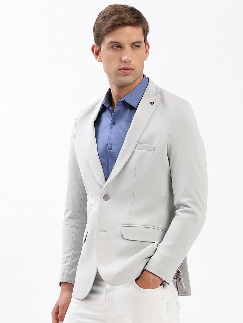 men notched lapel neck solid single breasted casual blazer - 21056107 - Standard Image - 1