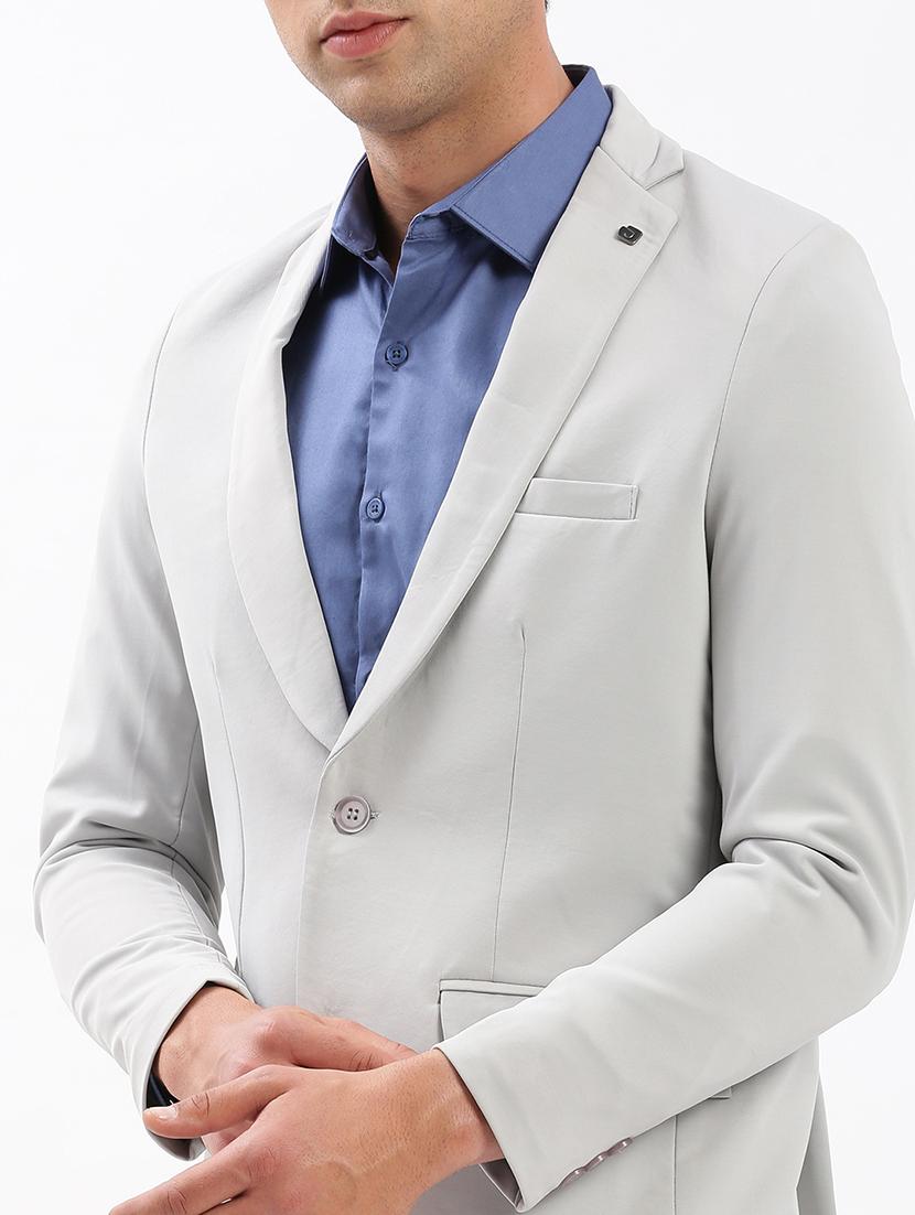 men notched lapel neck solid single breasted casual blazer - 21056107 - Standard Image - 4