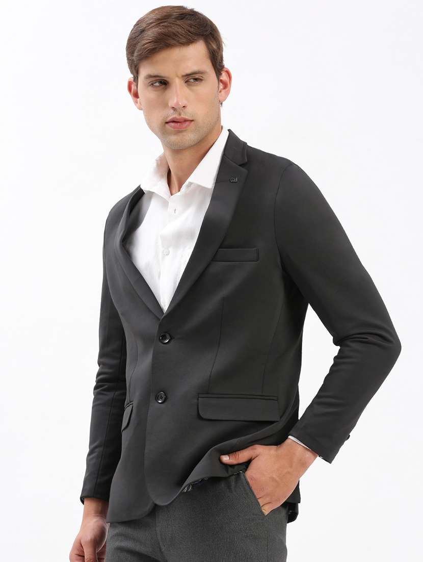 men notched lapel neck solid single breasted casual blazer - 21056108 -  Standard Image - 1