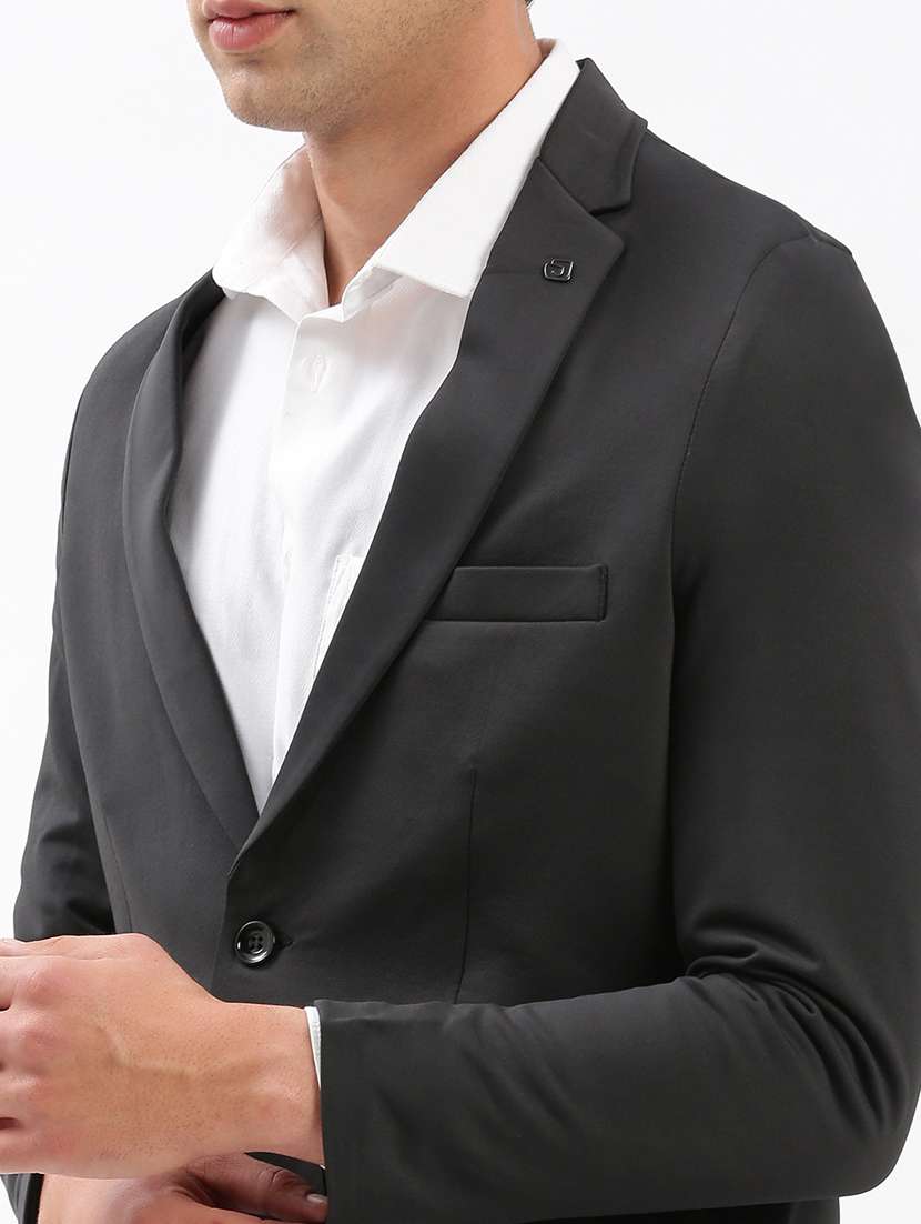 men notched lapel neck solid single breasted casual blazer - 21056108 -  Standard Image - 4