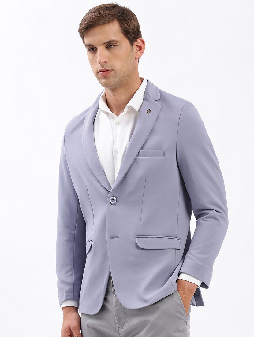 men notched lapel neck solid single breasted casual blazer - 21056111 - Standard Image - 1