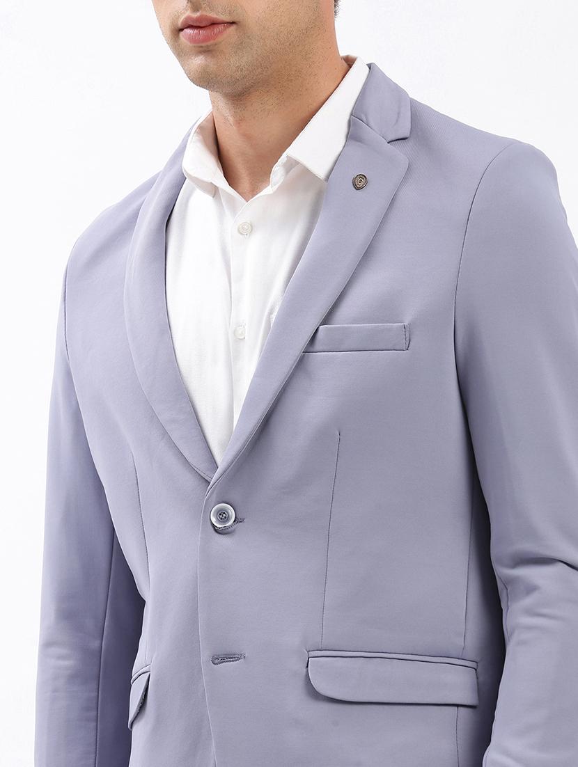 men notched lapel neck solid single breasted casual blazer - 21056111 - Standard Image - 4