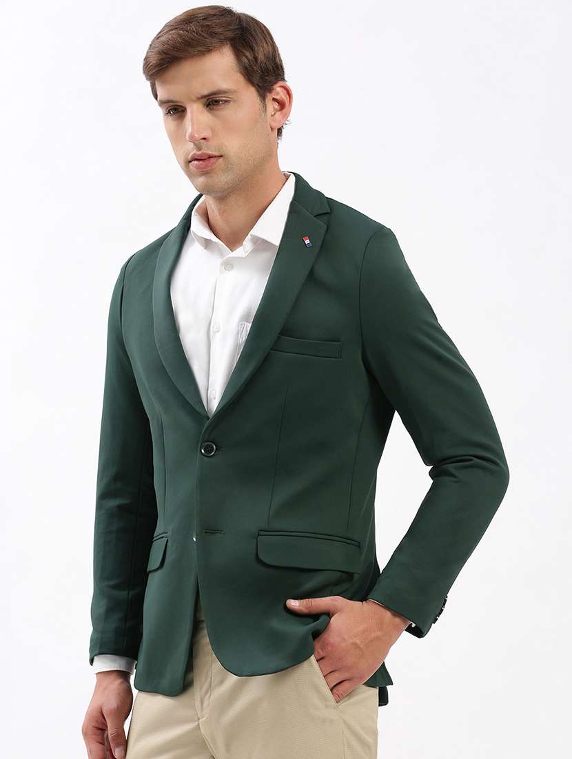 men notched lapel neck solid single breasted casual blazer - 21056113 -  Standard Image - 1