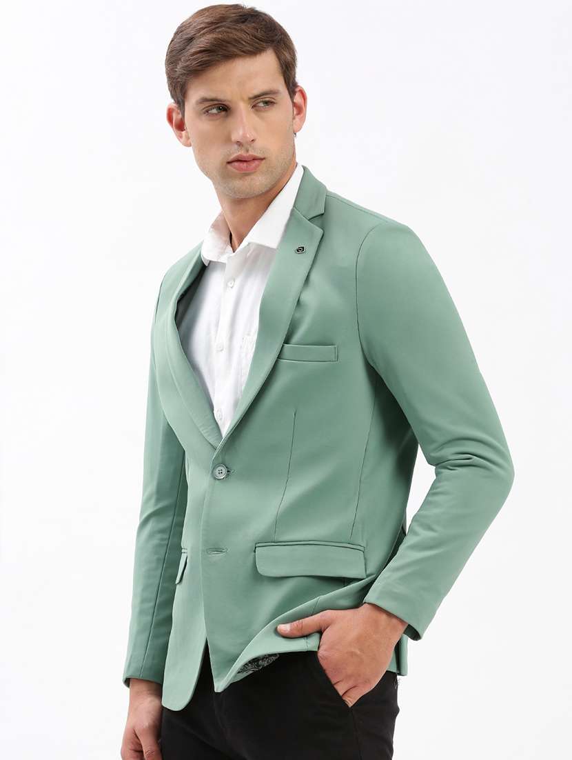 men notched lapel neck solid single breasted casual blazer - 21056114 -  Standard Image - 1