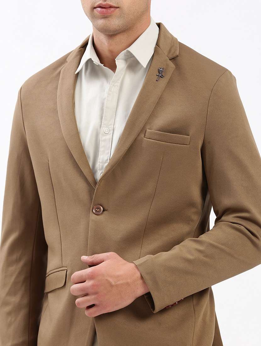 men notched lapel neck solid single breasted casual blazer - 21056115 -  Standard Image - 4