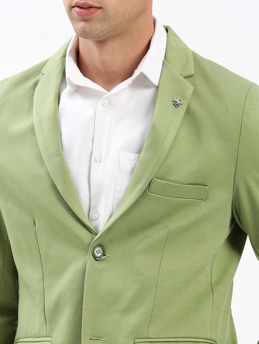 men notched lapel neck solid single breasted casual blazer - 21056117 -  Standard Image - 4