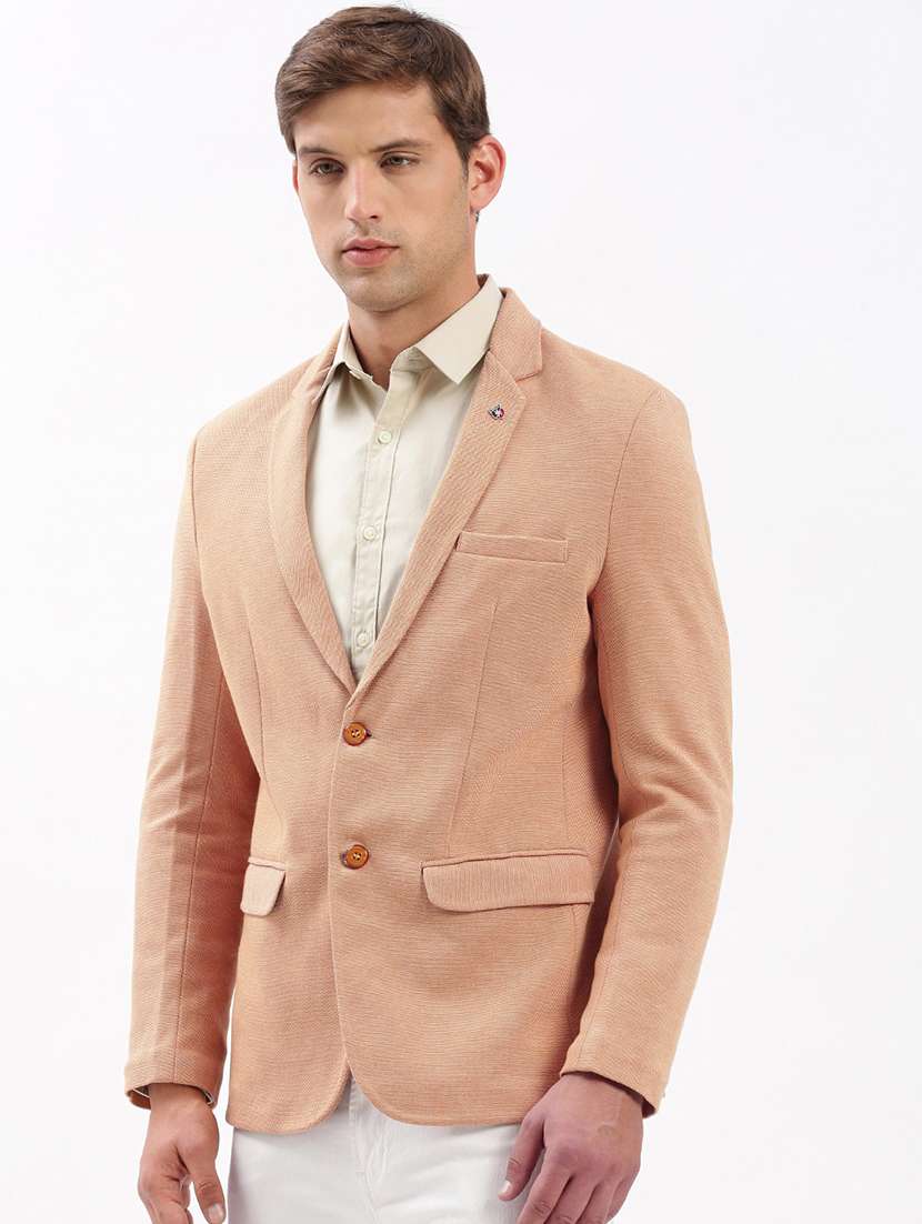 men notched lapel neck solid single breasted casual blazer - 21056119 -  Standard Image - 1