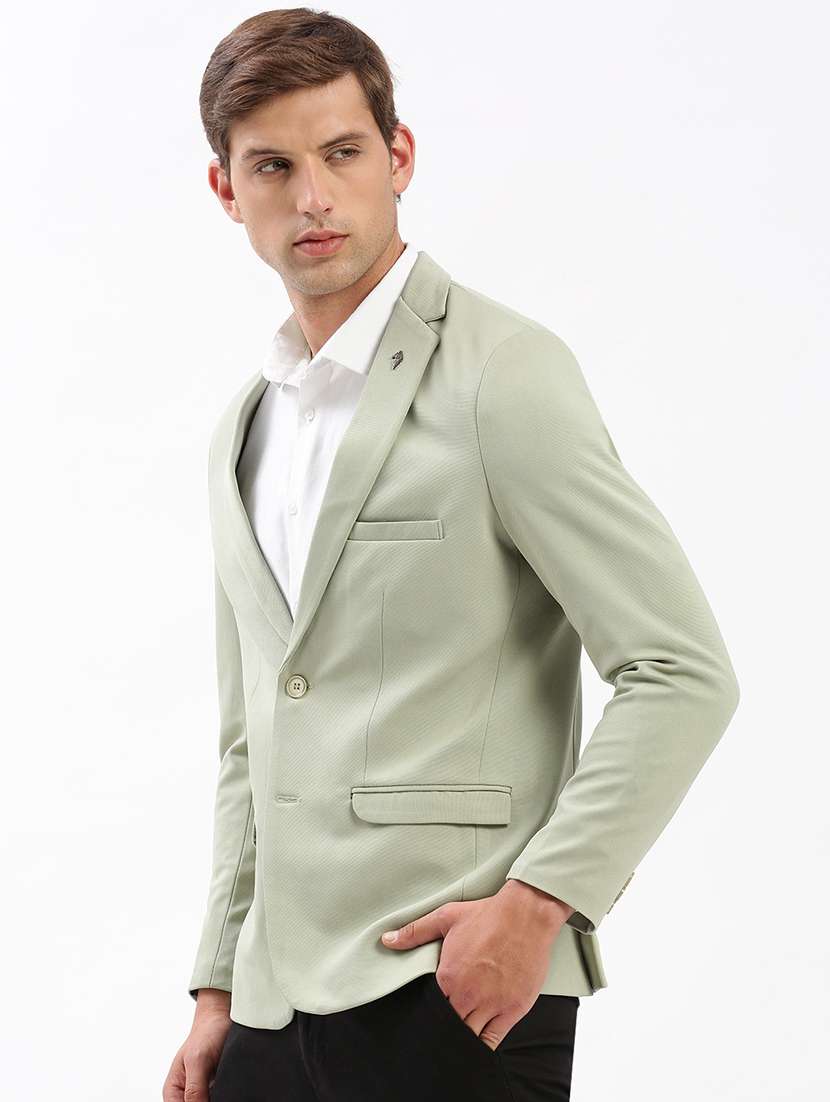 men notched lapel neck solid single breasted casual blazer - 21056121 -  Standard Image - 1
