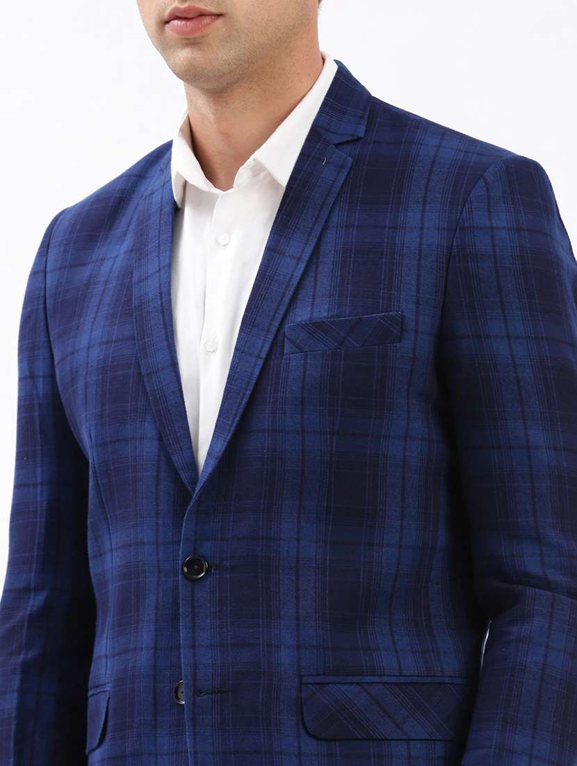 men notched lapel neck checkered single breasted casual blazer - 21056125 -  Standard Image - 4