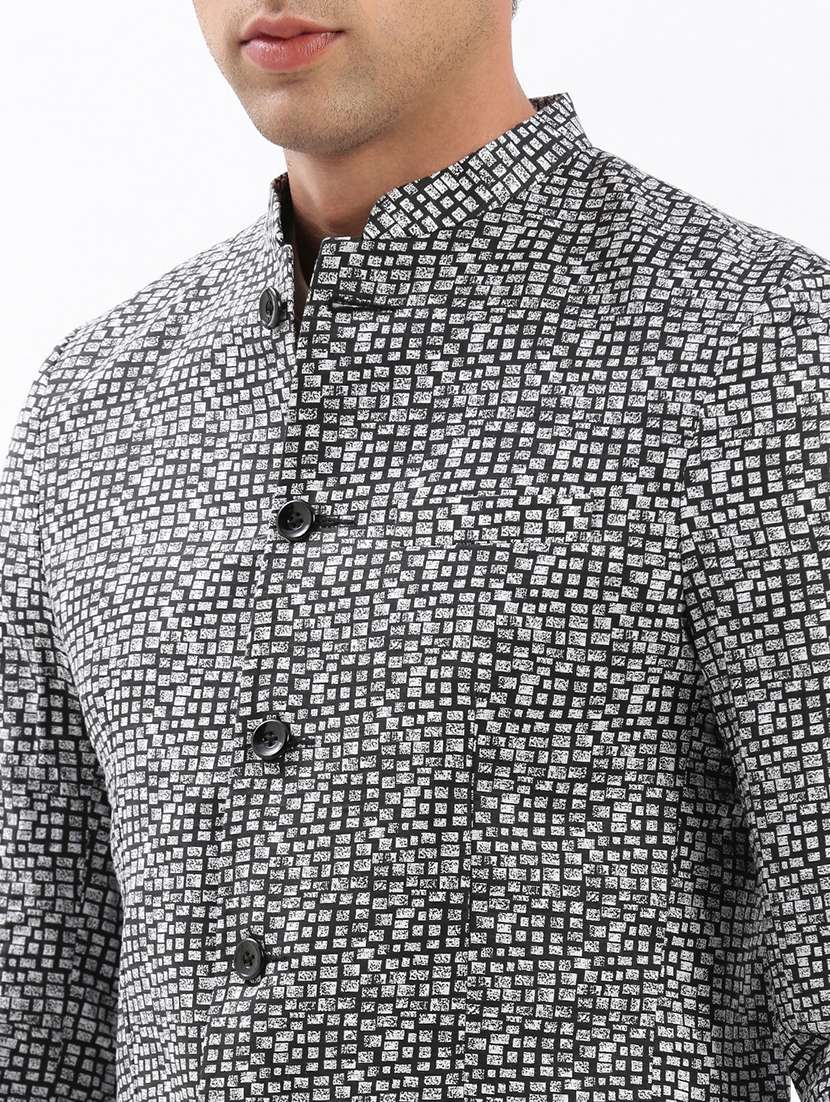 black cotton blend bandhgalas casual blazer - 21056126 -  Standard Image - 4