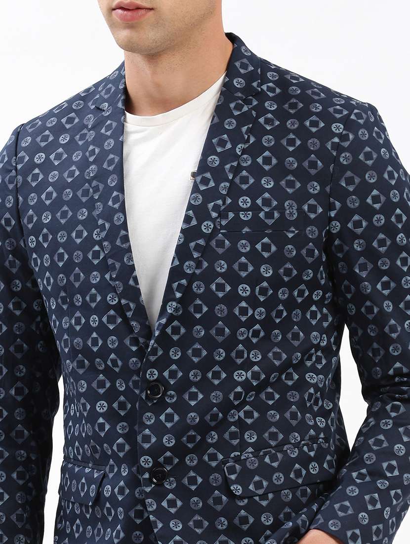 men notched lapel neck printed single breasted casual blazer - 21056127 -  Standard Image - 4