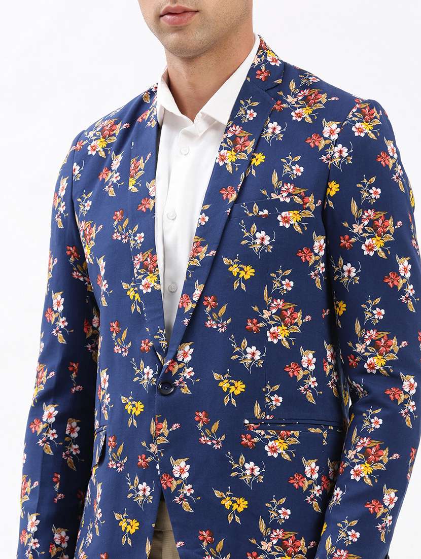 men notched lapel neck printed single breasted casual blazer - 21056129 -  Standard Image - 4