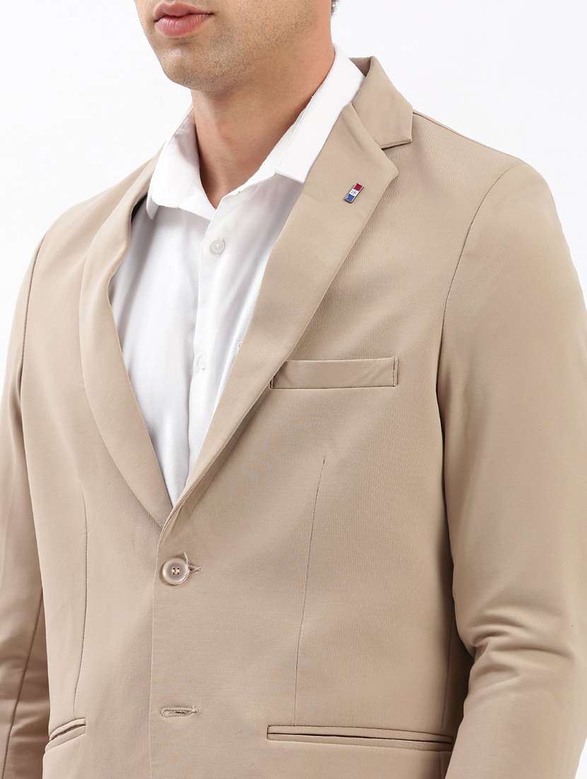men notched lapel neck solid single breasted casual blazer - 21056131 -  Standard Image - 4