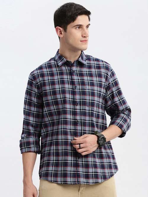 men long sleeved checkered casual shirt - 21056154 - Standard Image - 0