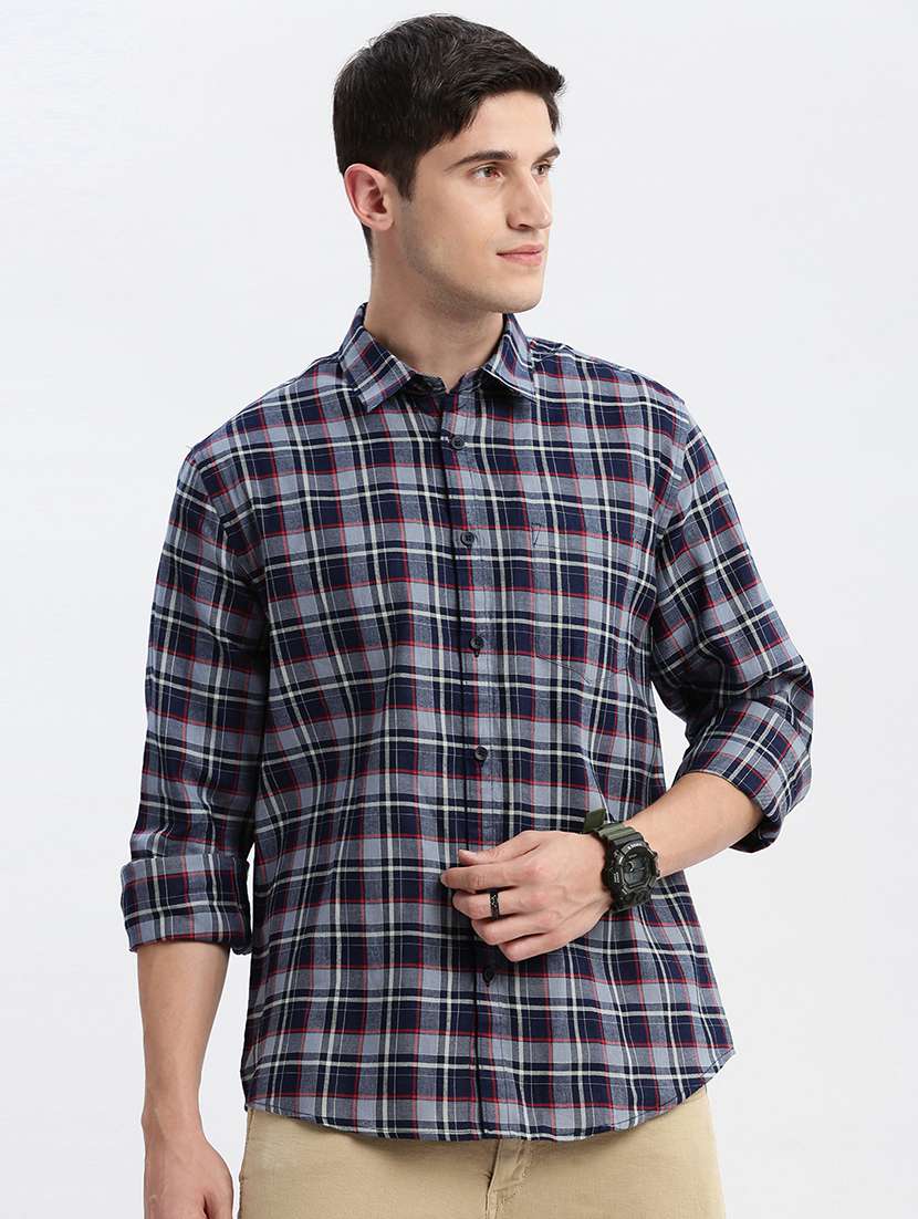 men long sleeved checkered casual shirt - 21056154 - Zoom Image - 0