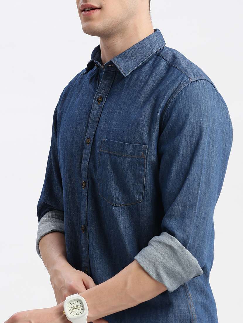 men long sleeved solid casual shirt - 21056163 -  Standard Image - 4