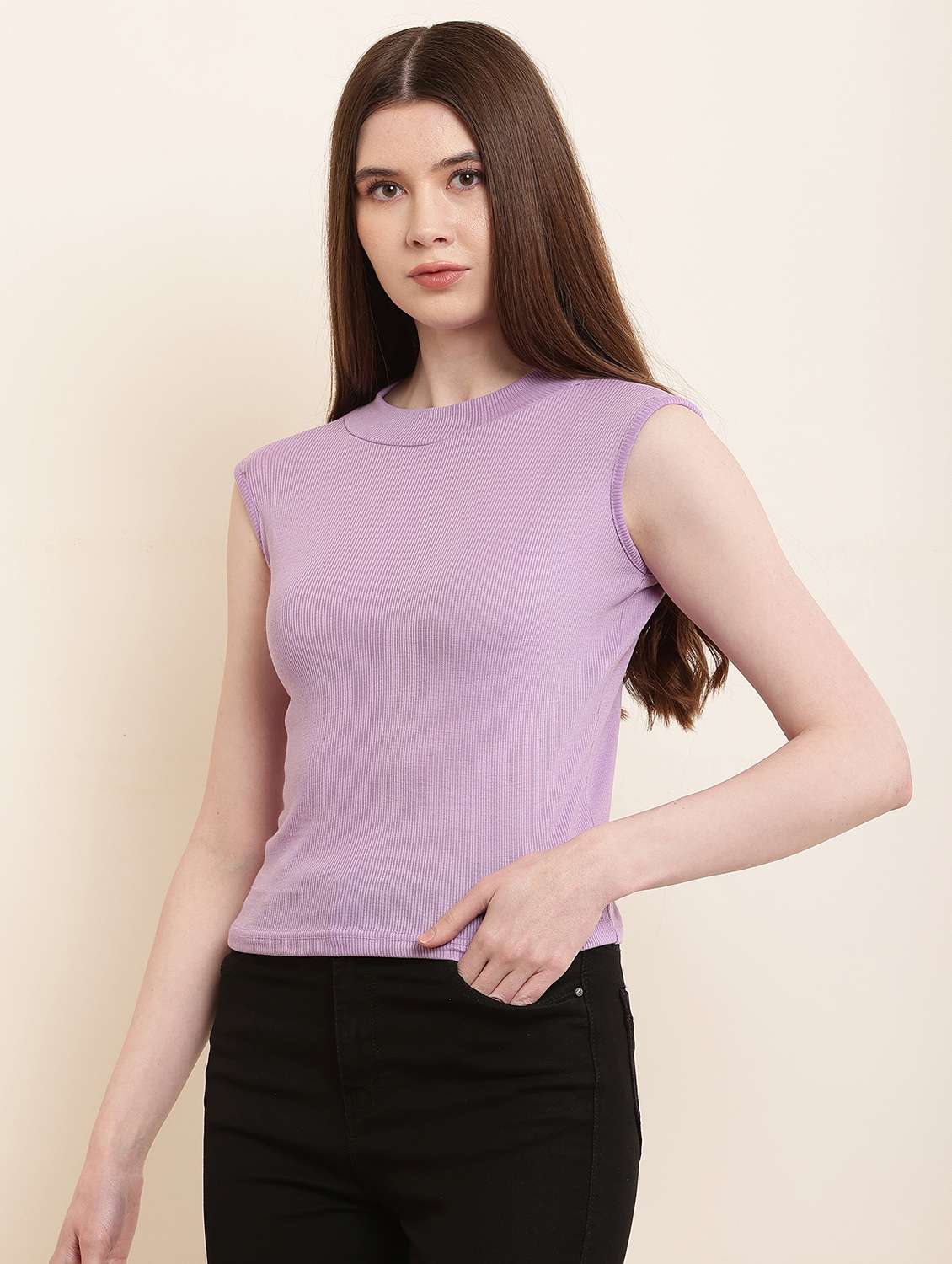 women round neck solid regular top - 21056242 - Standard Image - 1