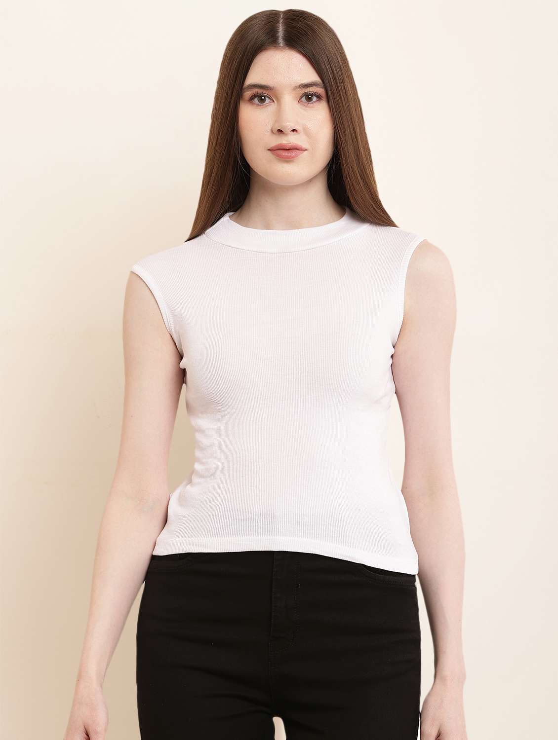 women round neck solid regular top