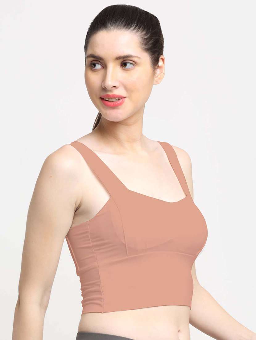 peach solid sports bra - 21056249 -  Standard Image - 1