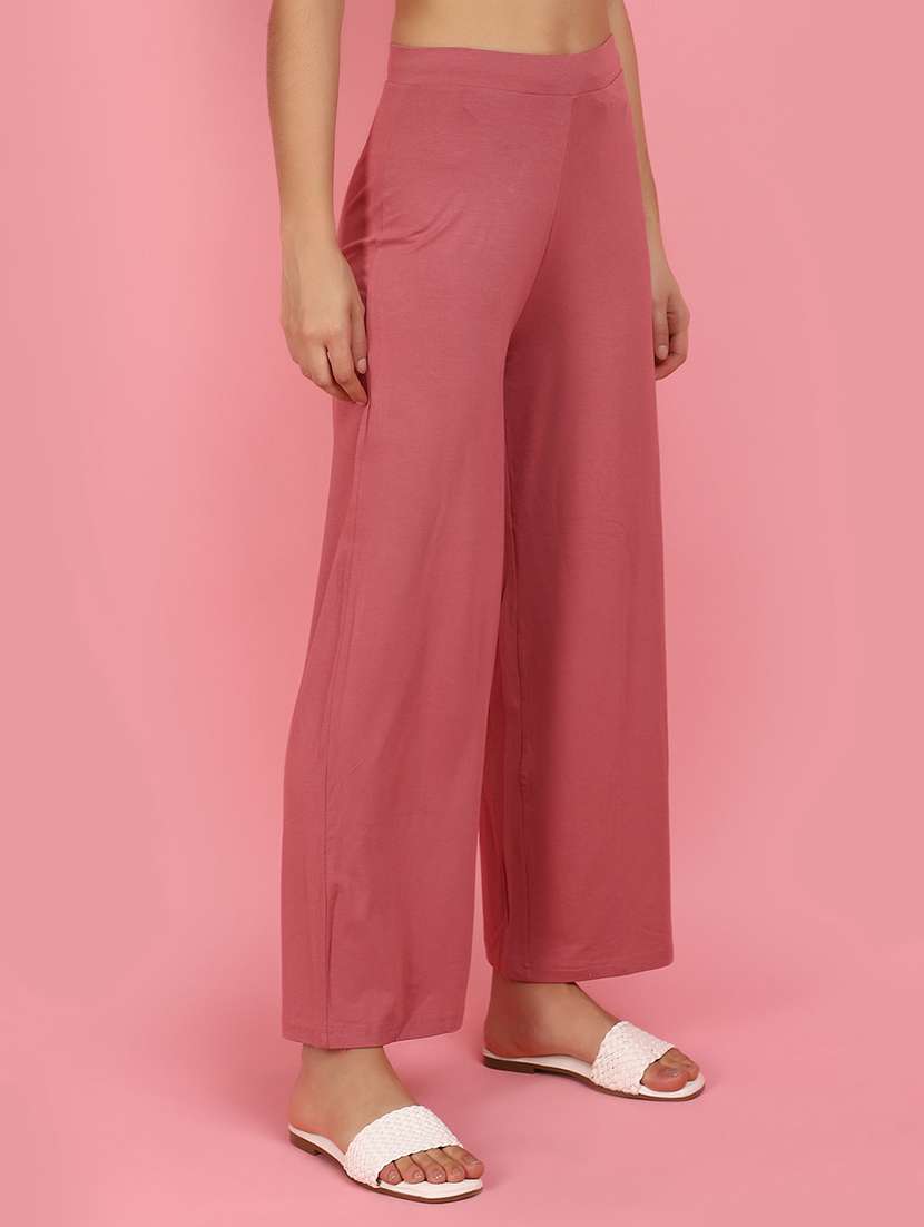 women pink solids palazzos - 21056357 -  Standard Image - 1