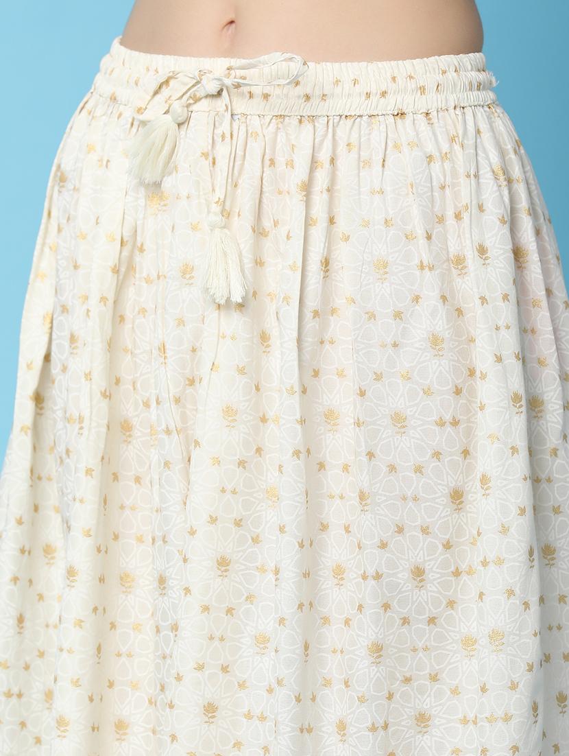 off white rayon flared skirt - 21056361 - Standard Image - 4