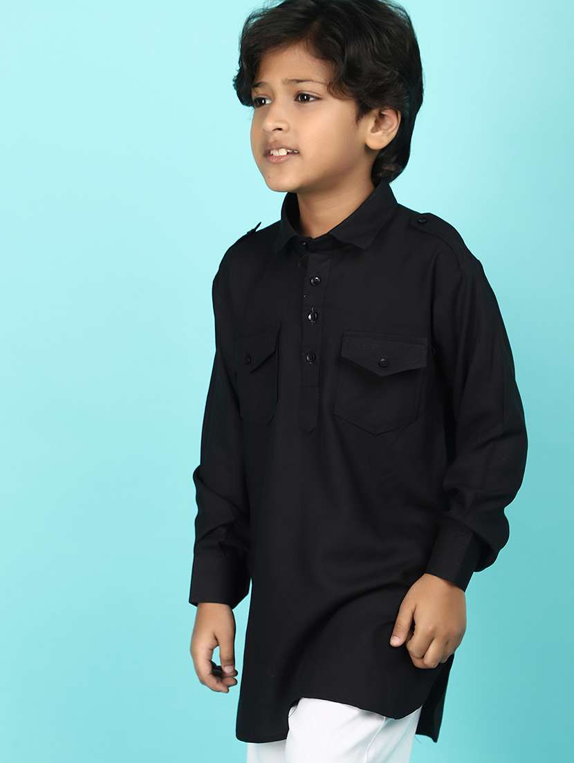 kids solid kurta pyjama set - 21056394 -  Standard Image - 4