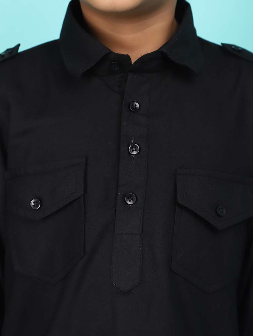 kids solid kurta pyjama set - 21056394 -  Standard Image - 6