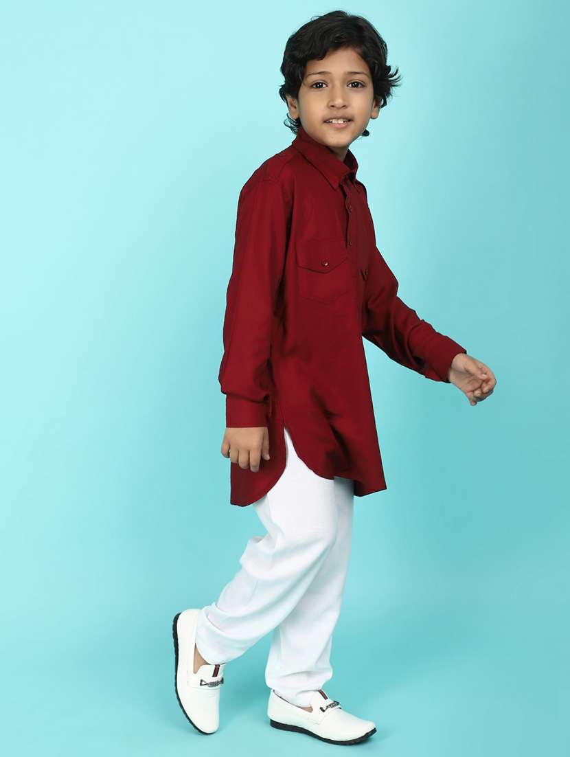 kids solid kurta pyjama set - 21056395 -  Standard Image - 1