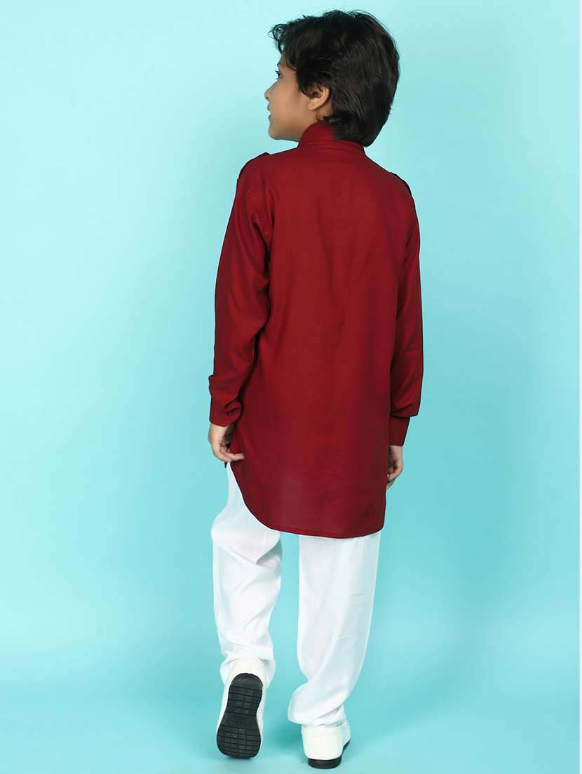 kids solid kurta pyjama set - 21056395 -  Standard Image - 4