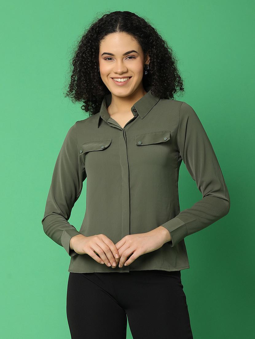 women green cotton regular shirt - 21056719 -  Zoom Image - 0