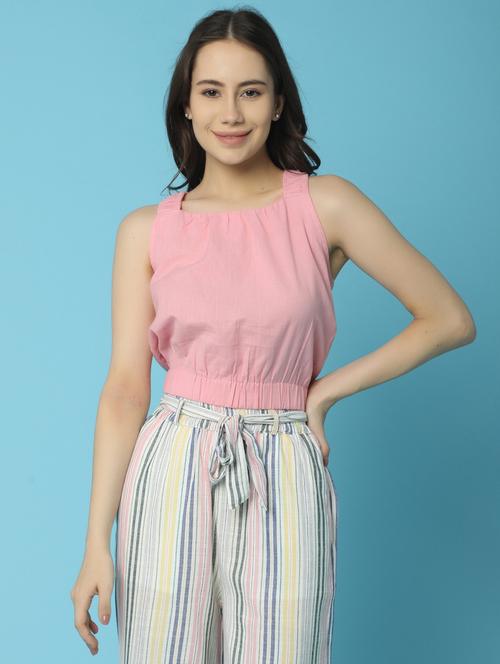 pink cotton crop top - 21056780 -  Standard Image - 0