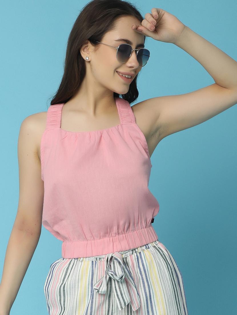 pink cotton crop top - 21056780 - Standard Image - 4