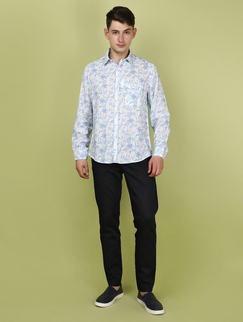 men light blue regular fit long sleeve casual shirt - 21056804 - Standard Image - 4