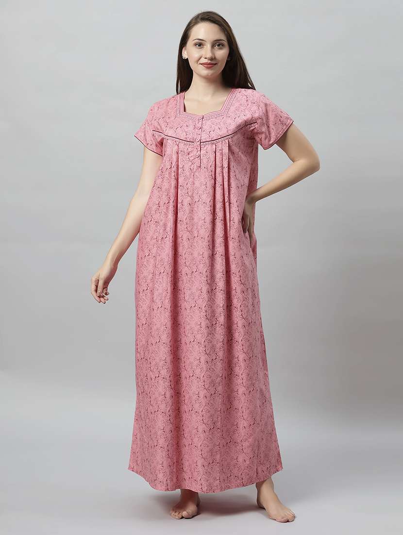 women printed round neck nighty - 21056933 -  Standard Image - 1