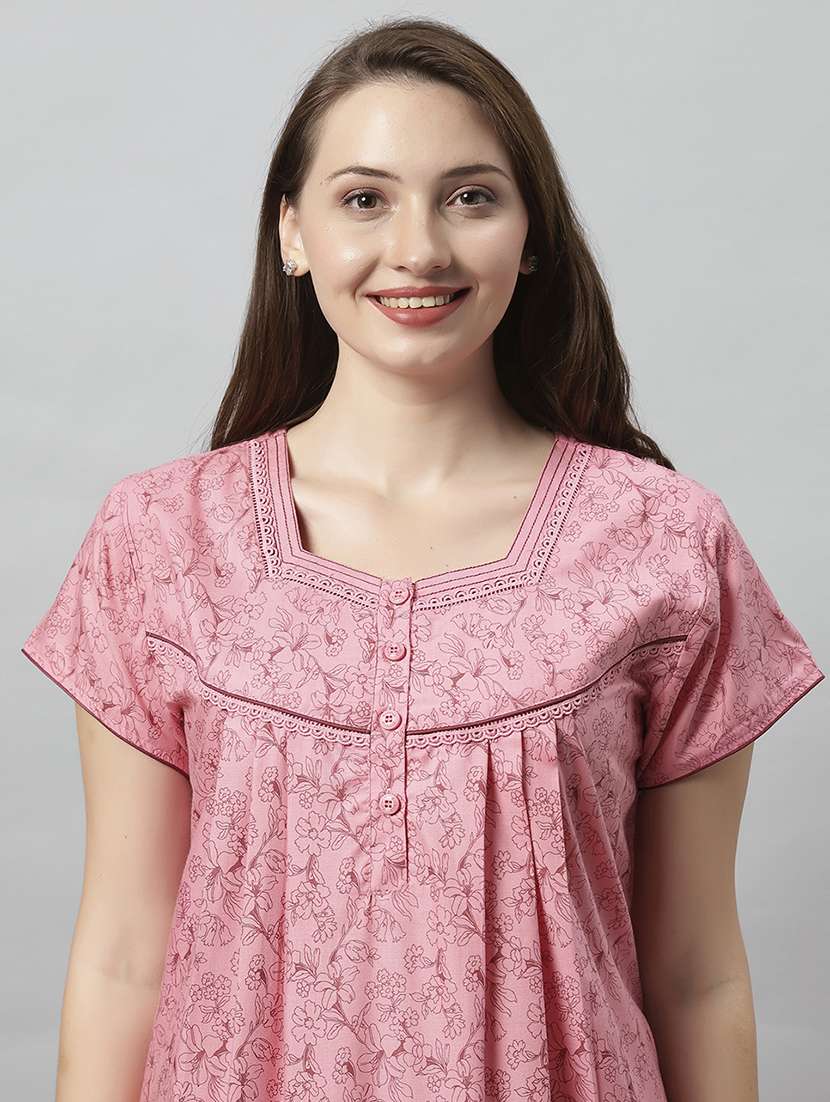 women printed round neck nighty - 21056933 -  Standard Image - 4