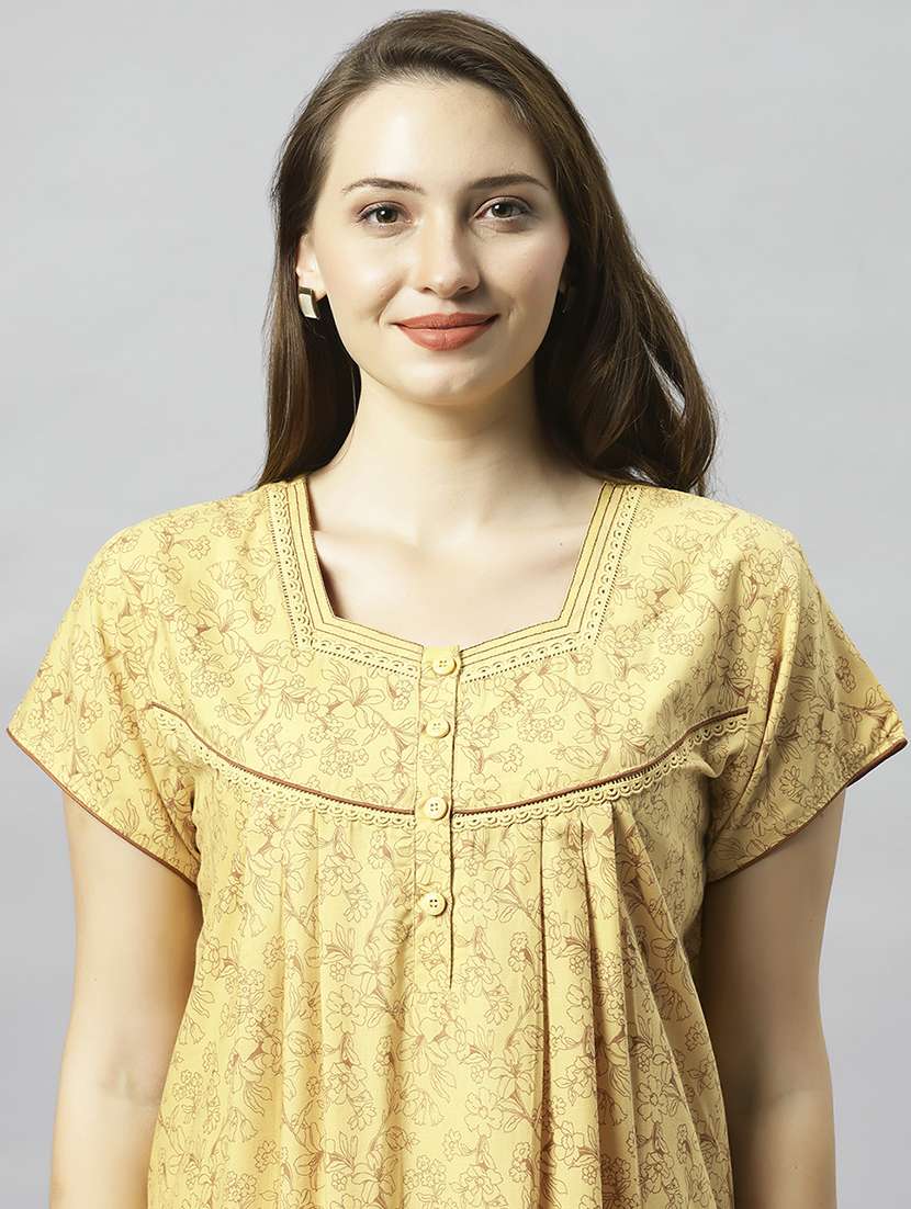 women floral print short sleeves nighty - 21056935 -  Standard Image - 4