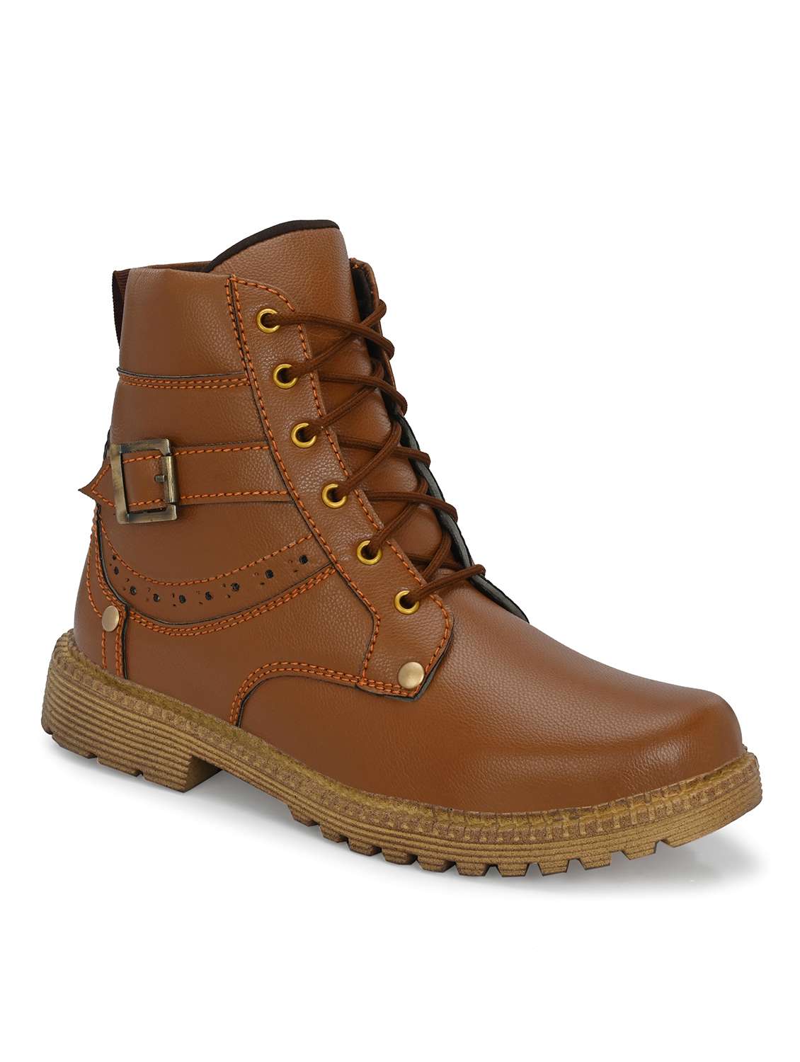 tan synthetic high ankle boots