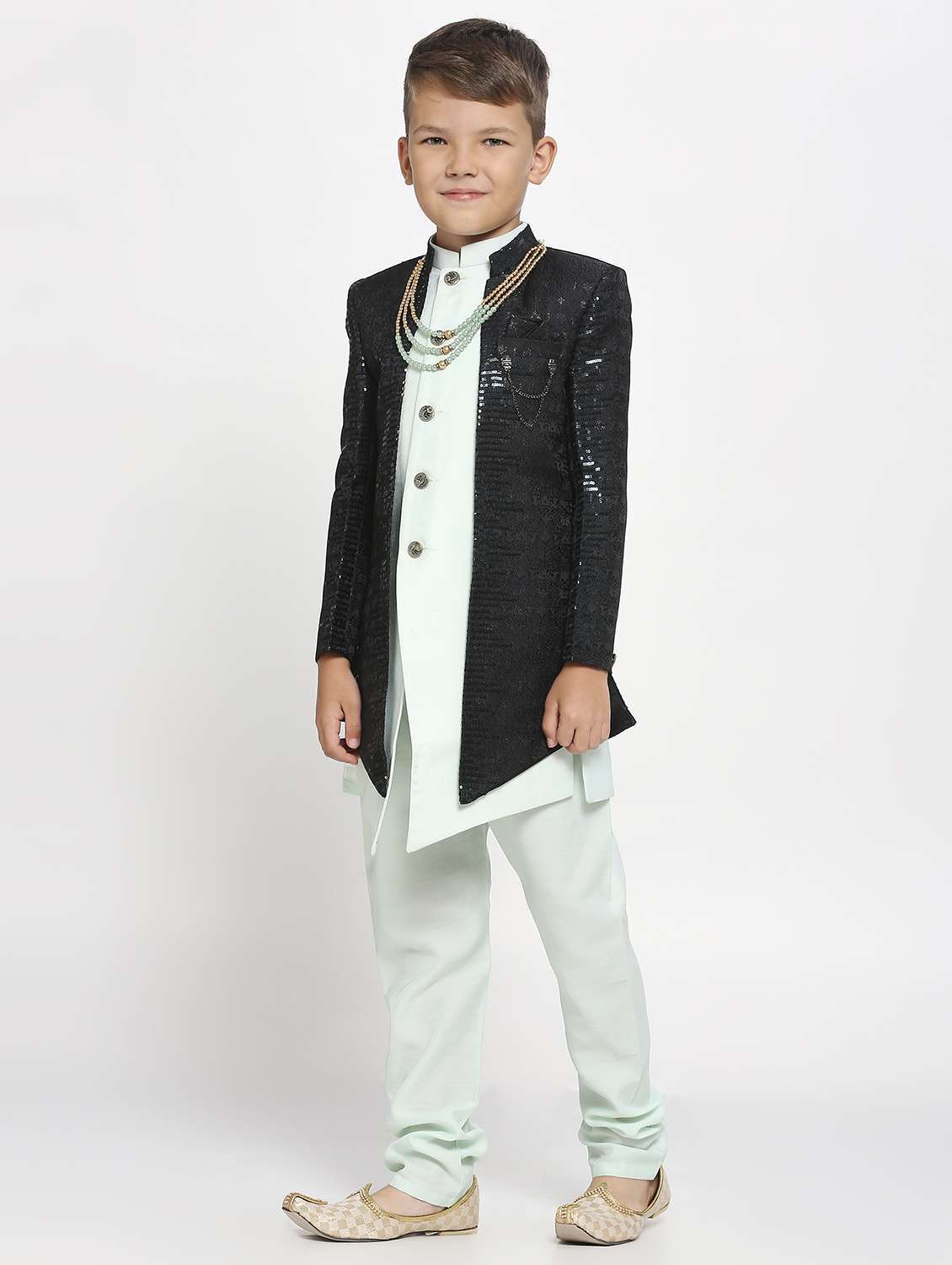 boy embroidered sherwani set - 21057407 - Standard Image - 1