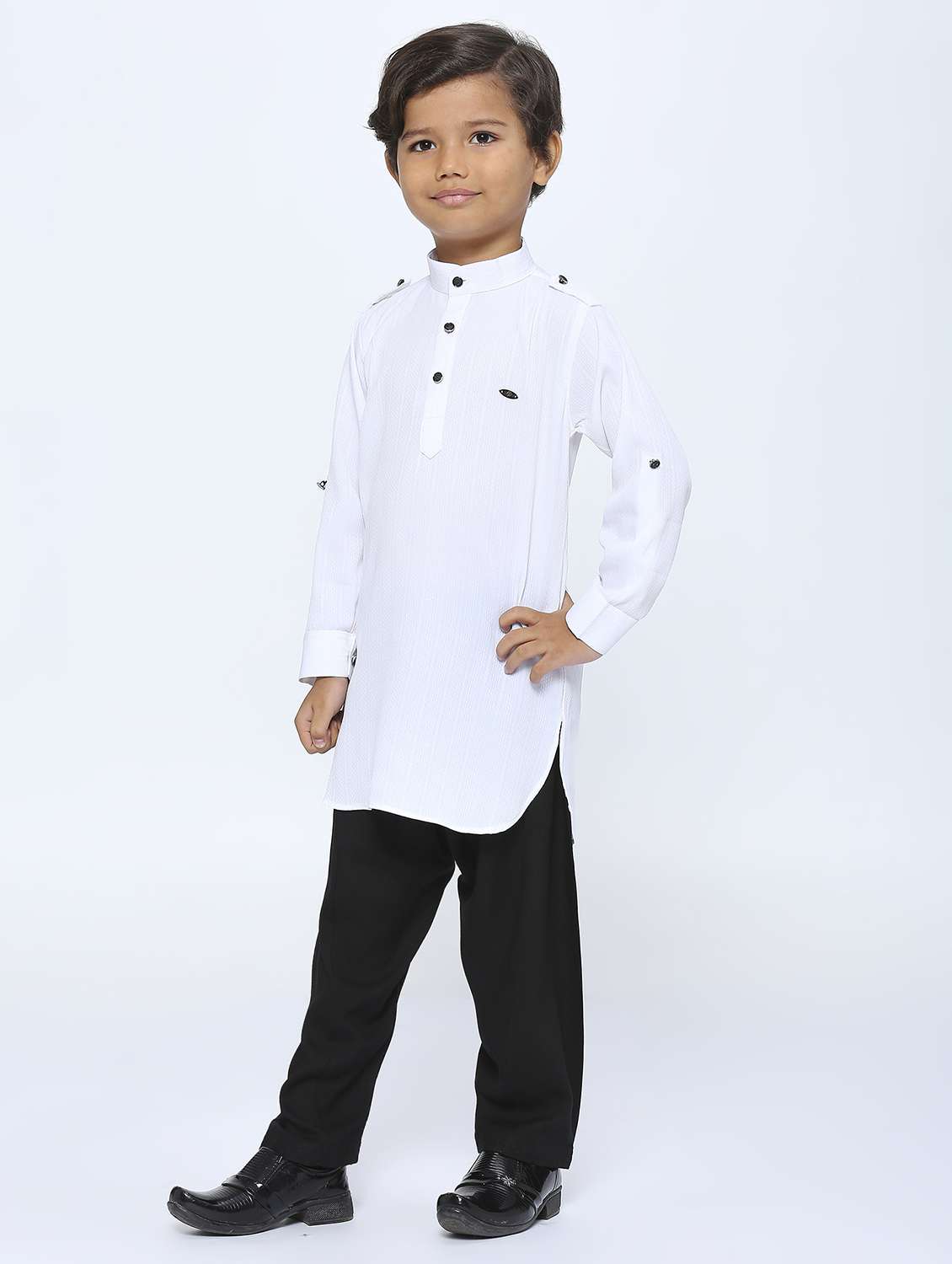boys solid kurta & bottom set - 21057461 -  Standard Image - 1