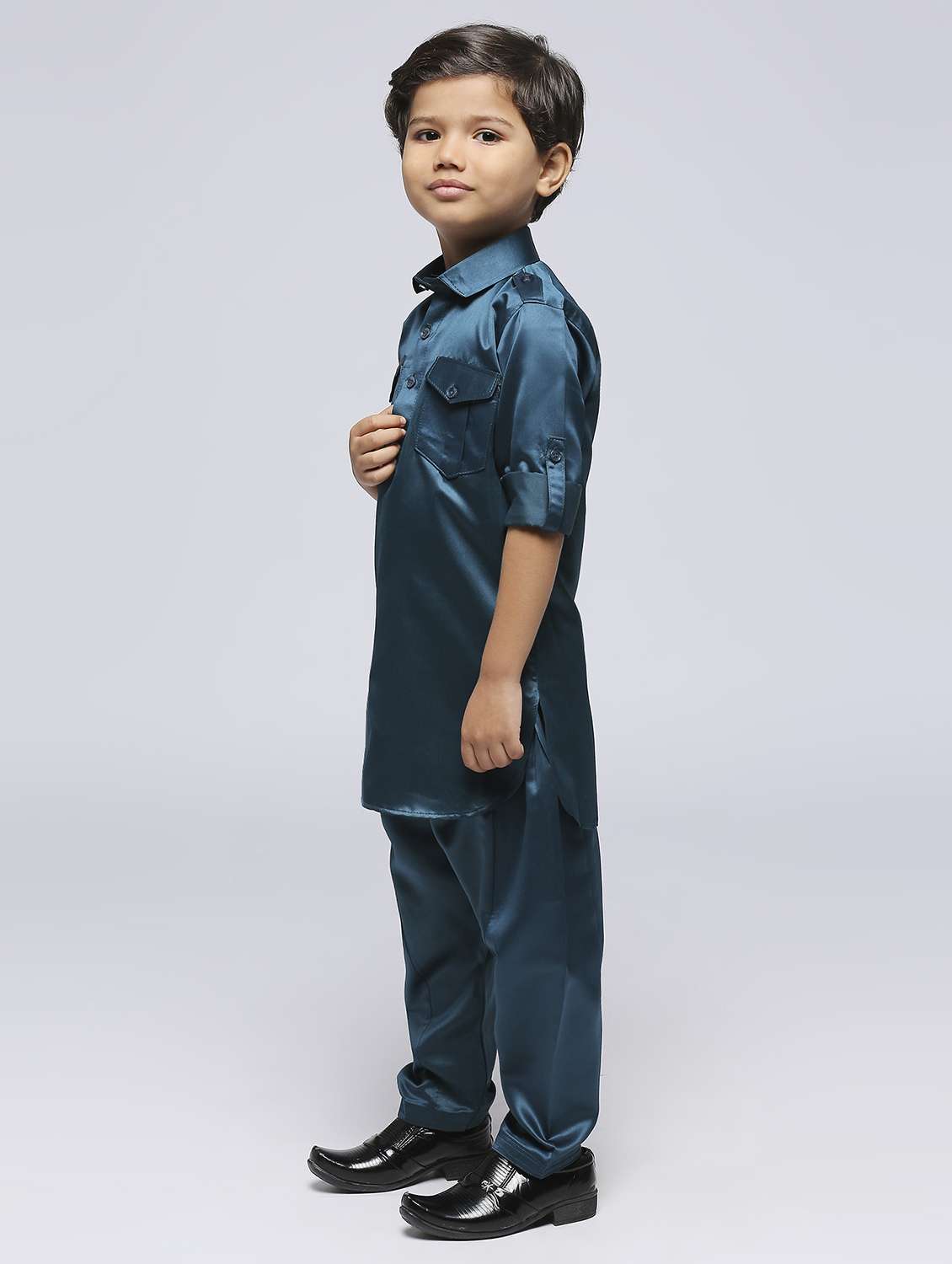 boys solid kurta & bottom set - 21057477 -  Standard Image - 1