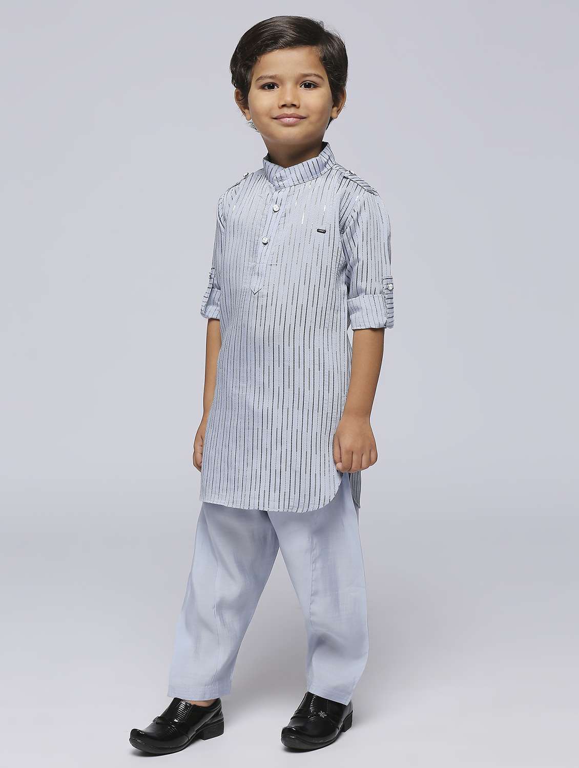 boys embroidered kurta & bottom set - 21057478 - Standard Image - 1