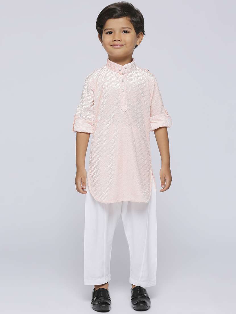 boys self design kurta & bottom set - 21057479 -  Standard Image - 1