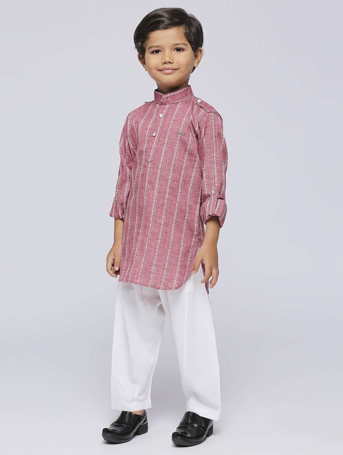 boys striped kurta & bottom set - 21057483 - Standard Image - 1