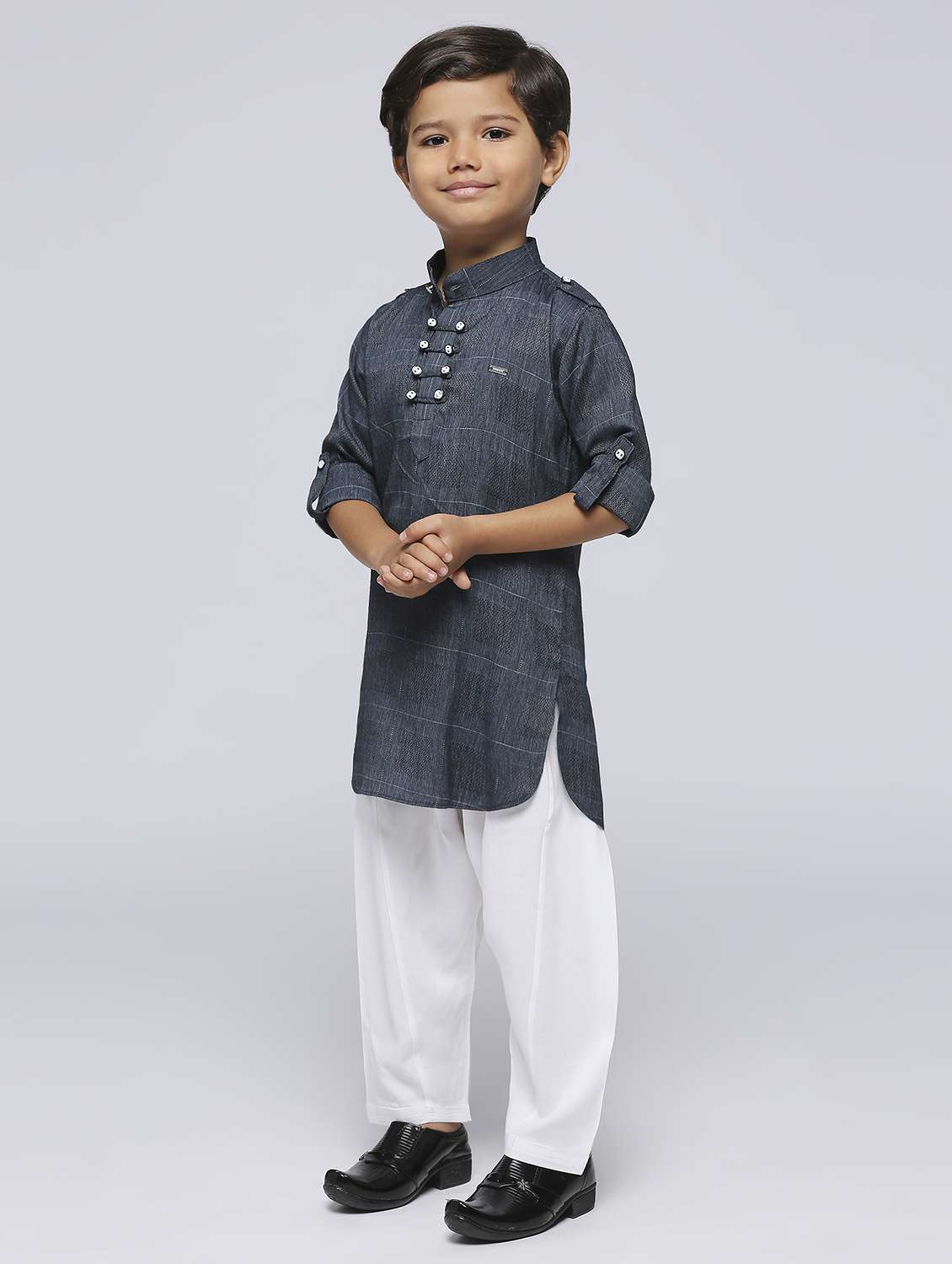 boys self design kurta & bottom set - 21057485 -  Standard Image - 1